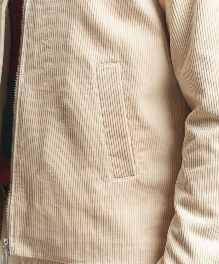 Corduroy Zipper Coach Jacket ivory