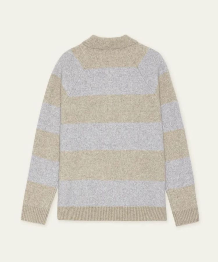 Striped Melange Knitted Polo lr sand melange