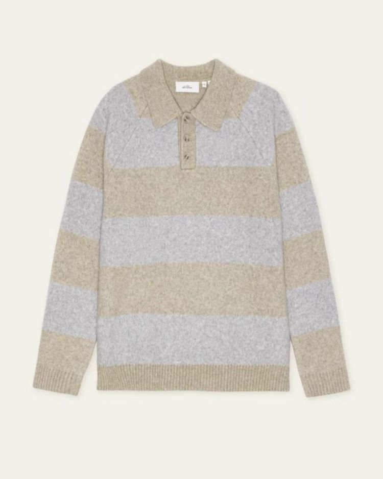 Striped Melange Knitted Polo lr sand melange