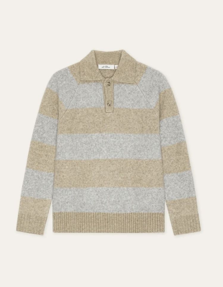 Striped Knitted Polo KIDS LT SAND MELANGE