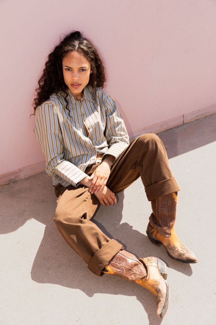 CECILIA BLUE BROWN STRI